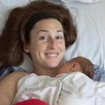 Heather Wood with her newborn son, Wesley, on Aug. 24.